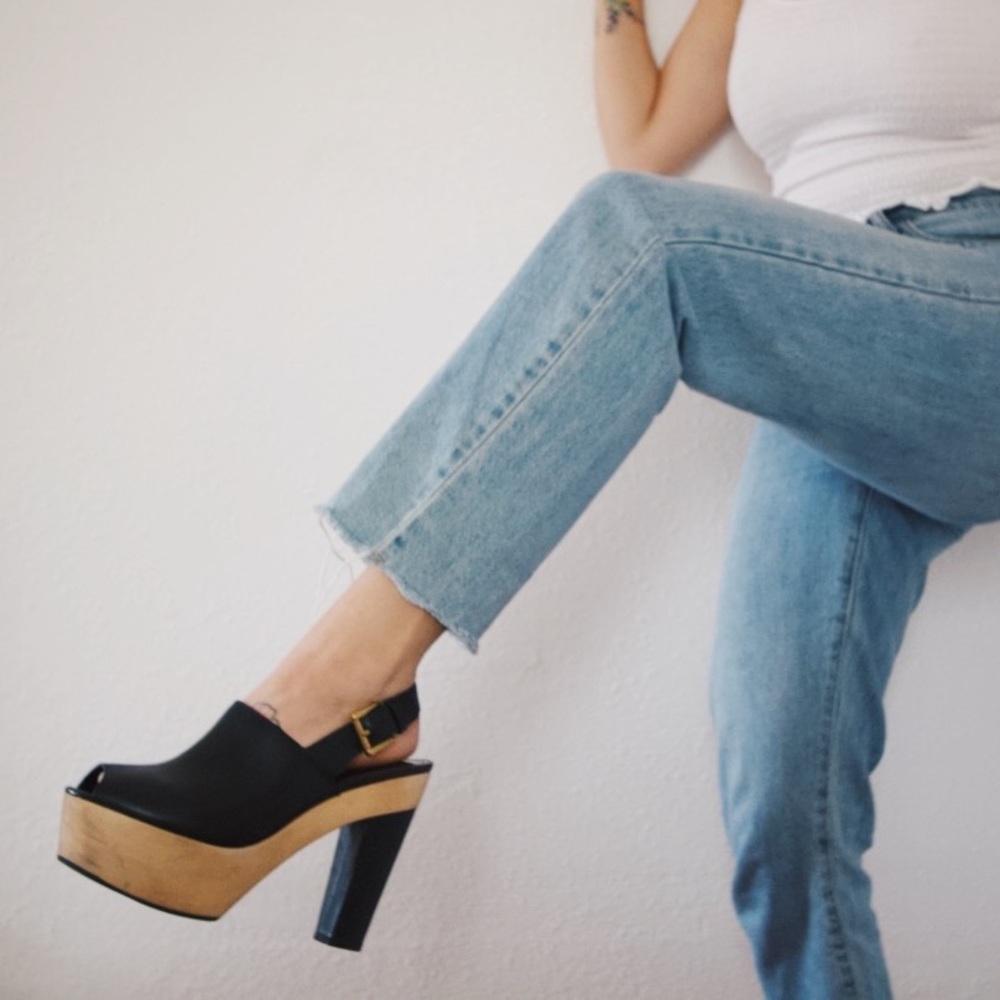 Vintage Coach wood platform heels